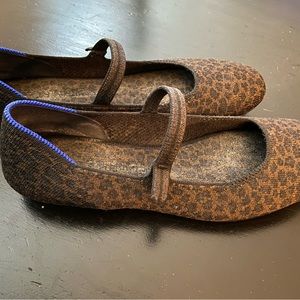 Rothy's The Square Toe Mary Jane Chocolate Spot Knit Ballet Flats Women's US 9.5